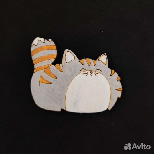 Деревянные значки Котики в ассортименте