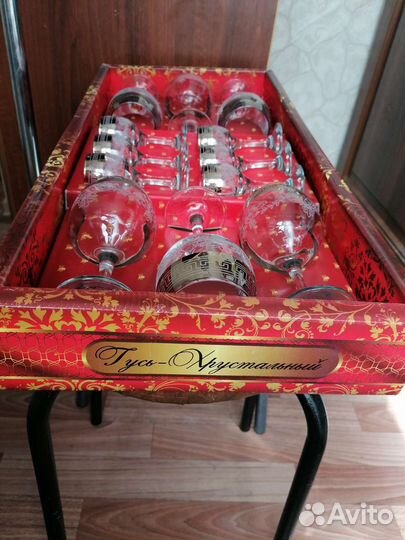 Набор бокалов для вина и рюмок Гусь Хрустальный