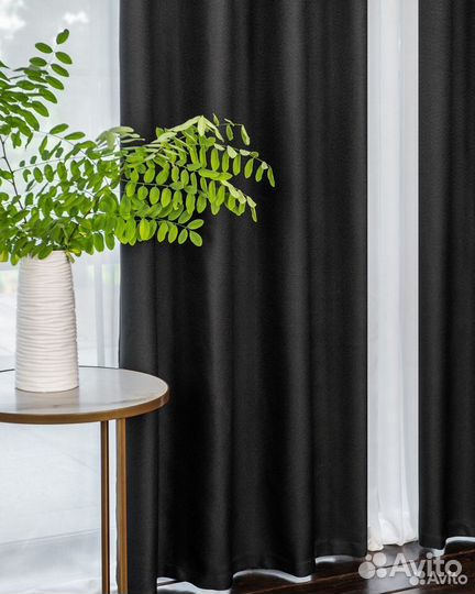 Шторы рогожка орфей черный новые на окна пошив