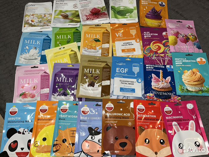 Тканевые маски разные