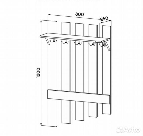 Вешалка настенная для вещей с полкой