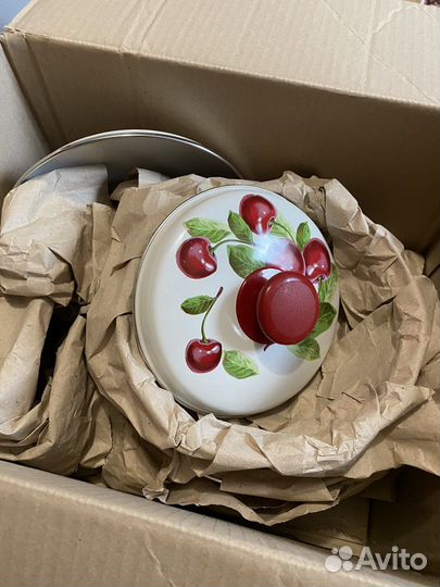 Набор кастрюль эмалированных вишневый сад