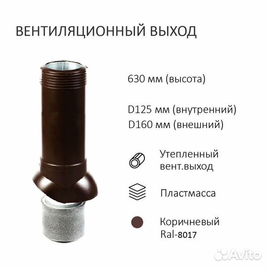 Нанодефлектор 160+вент.выход Н-700,скатная,RAL8017