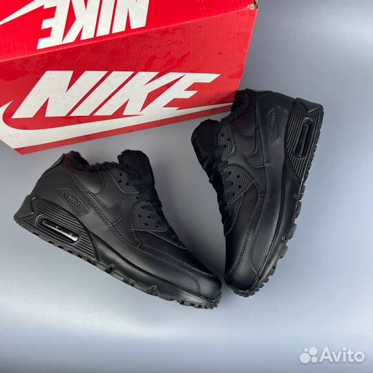 Кроссовки мужские Nike Air Max 90 Black с мехом