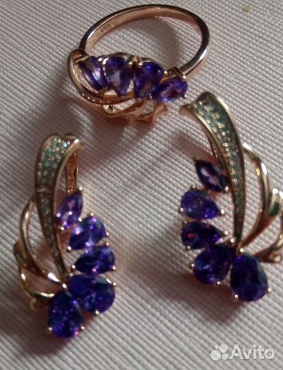 Комплект серьги и кольцо