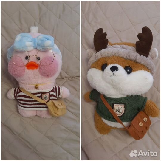 Мягкие игрушки Уточка лалафан и Собачка Сиба Ину