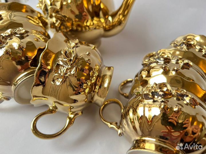 Новый кофейный сервиз Золотая Роза 6 персон