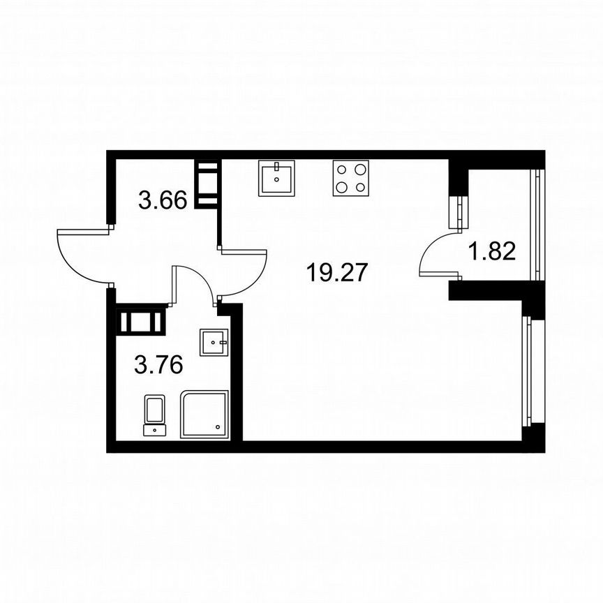 Квартира-студия, 27,6 м², 7/9 эт.