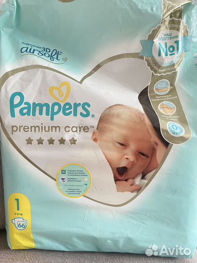 Подгузники pampers premium care 1