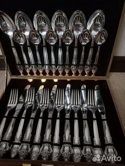 Мельхиоровый набор СССР столовый Троянда