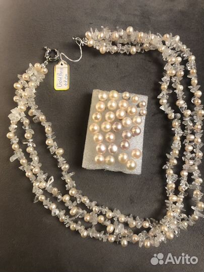 Жемчужное колье бусы, серьги