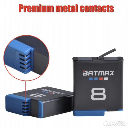 Комплект 2 акб + тройное зарядное для GoPro 8 7 6