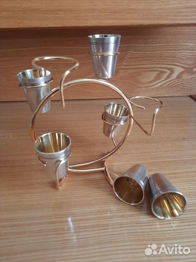 Коньячный набор из СССР, мельхиор, позолота