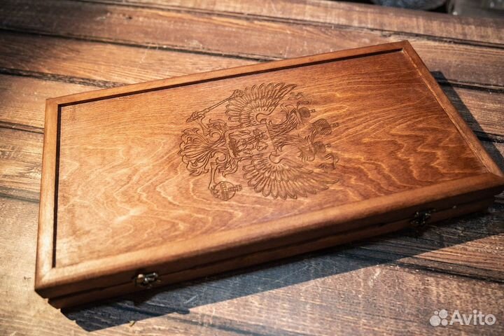Нарды ручной работы Герб РФ