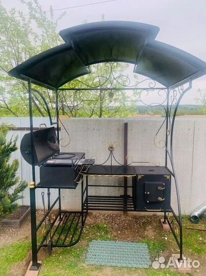 Мангал лофт с крышей