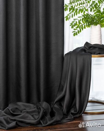 Шторы рогожка Орфей Черный