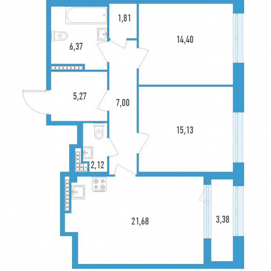 2-к. квартира, 75 м², 11/23 эт.