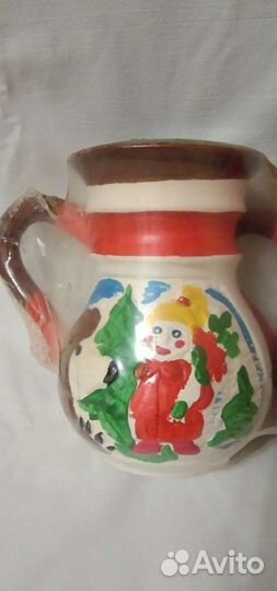 Набор кружек глиняных с росписью