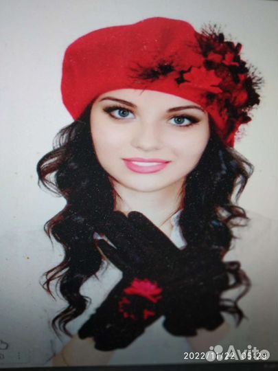 Берет женский зимний из 100шести+перчатки