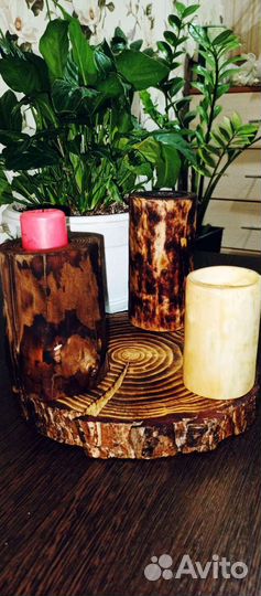 Подсвечник декоративный для дома и дачи из дерева