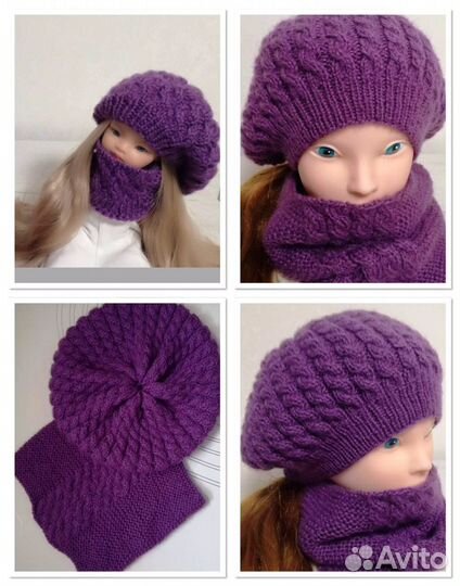 Шапка ушанка из плюша, варежки