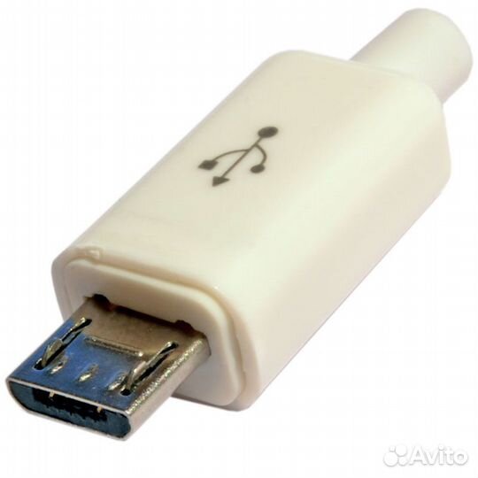 Разъем (штекер) Micro-USB разборный на провод, бел