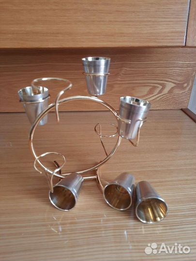 Коньячный набор из СССР, мельхиор, позолота