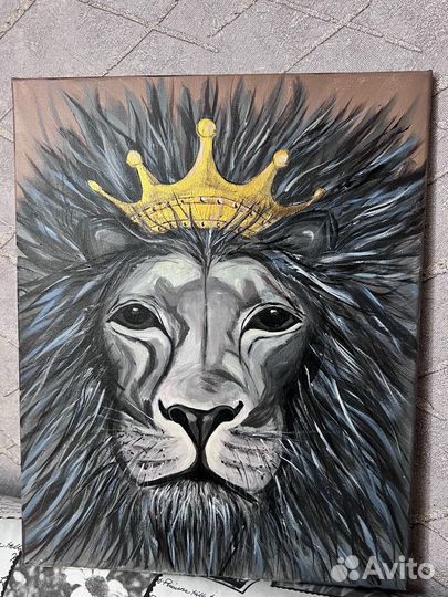Интерьерная картина на холсте акрилом, 40*50 Лев
