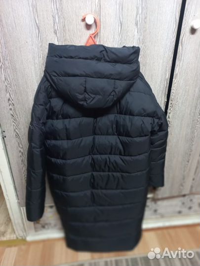 Пуховик зимний длинный женский темно синий