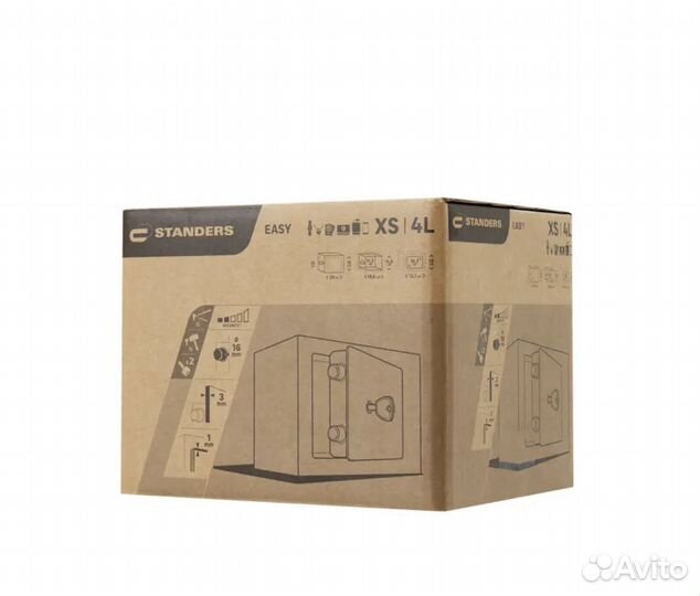 Сейф 4 л ключевой замок 20x15x15 см сталь