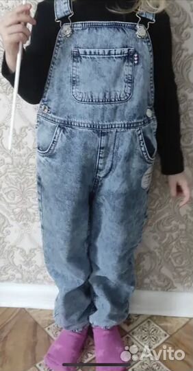 Джинсовый комбинизон для девочки GJ, на флисе