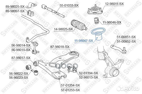 11-98047-SX пыльник амортизатора переднего Toy