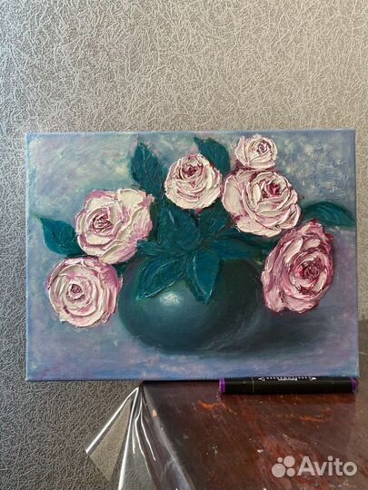 Картина маслом цветы в вазе