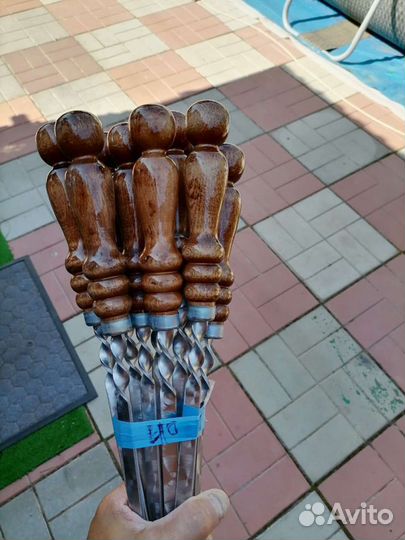 Шампуры из нержавейки с деревянной ручкой