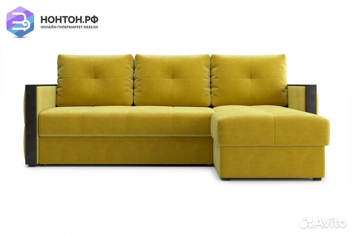 Диван угловой дельфин Инсайд горчичный