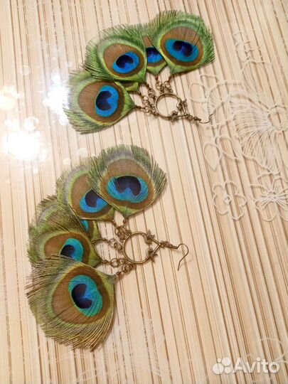 Серьги павлин новые