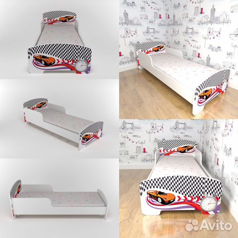 Детская кровать 160х70 Racing Sports