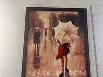 Большая Картина масло девушка с зонтом