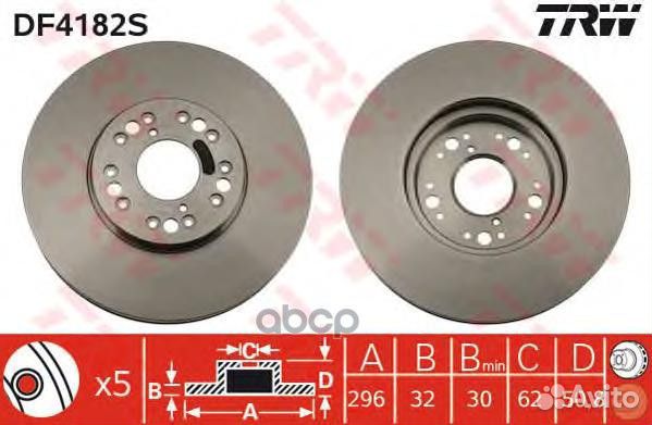 Диск тормозной передний TRW DF4182S lexus GS300