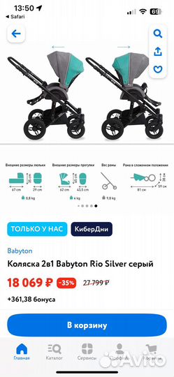 Коляска 2в1 Babyton 