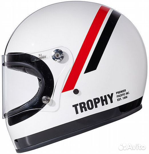 Motorcycle Integral Мотошлем Vintage 70s Premier Trophy DO8 Glossy White