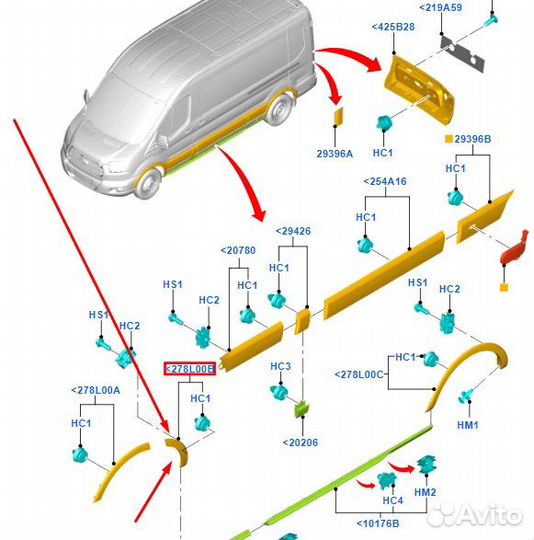 Молдинг двери передний правый Ford Transit 2014