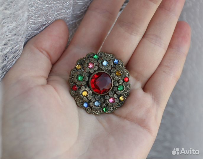 Брошь старая чехия винтаж ар деко 20-30 годы