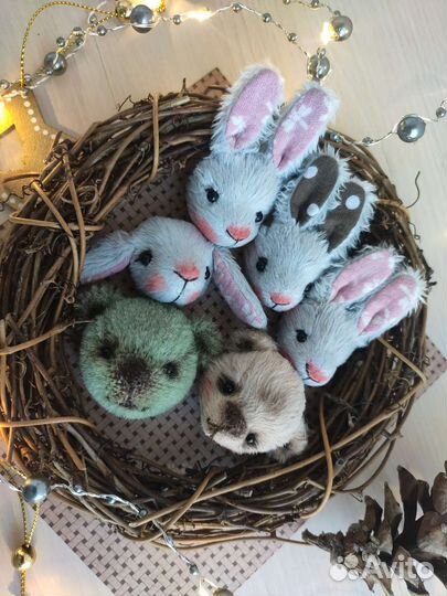 Ручная работа Зайцы Мишки Брошки