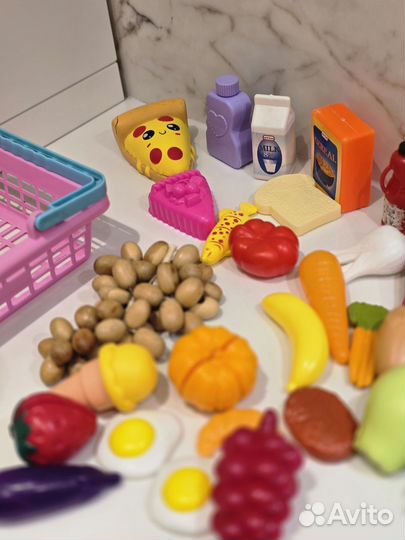 Игровой набор продукты 34 штуки и корзина