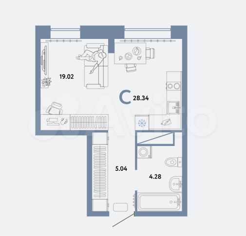 Квартира-студия, 28,3 м², 4/18 эт.