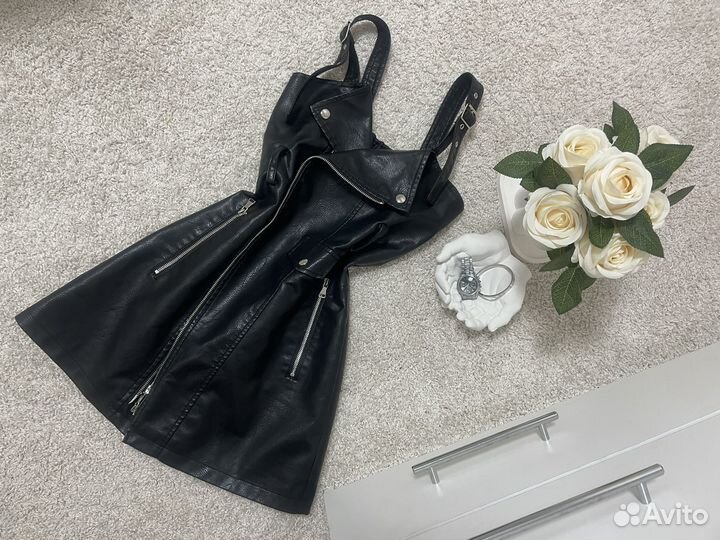 Кожаный сарафан женский