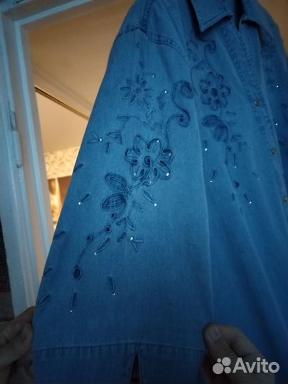 Джинсовая рубашка женская 54 раз