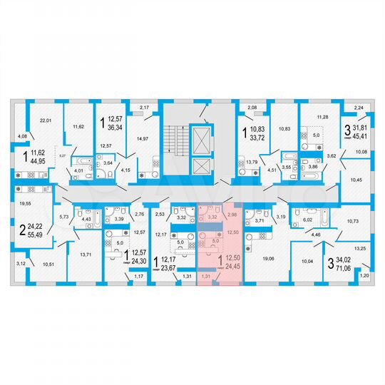 3-к. квартира, 71,1 м², 22/22 эт.