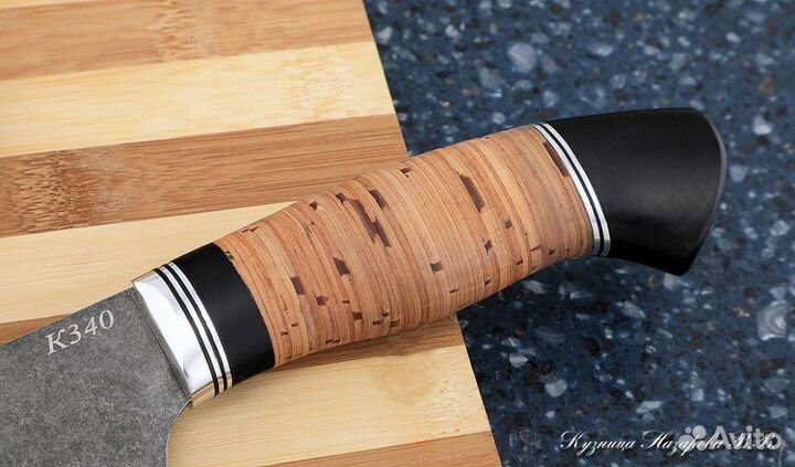 Поварской нож № 14 сталь К340 береста черный граб